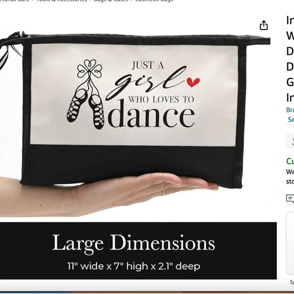 GIRL WHO LOVES TO DANCE CANVAS POUCH NEW IN PACKAGE - Picture 4 of 8